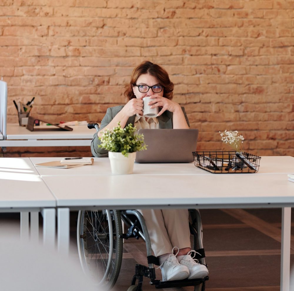 disabled woman at desk