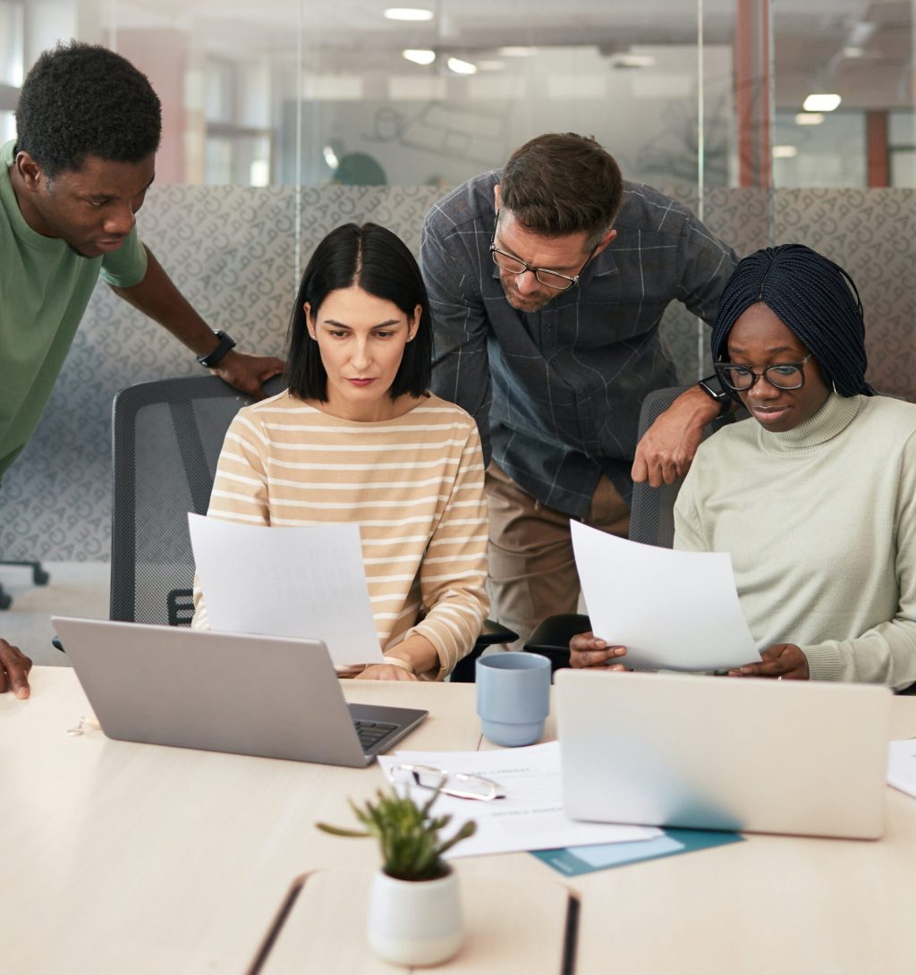 diverse team working together